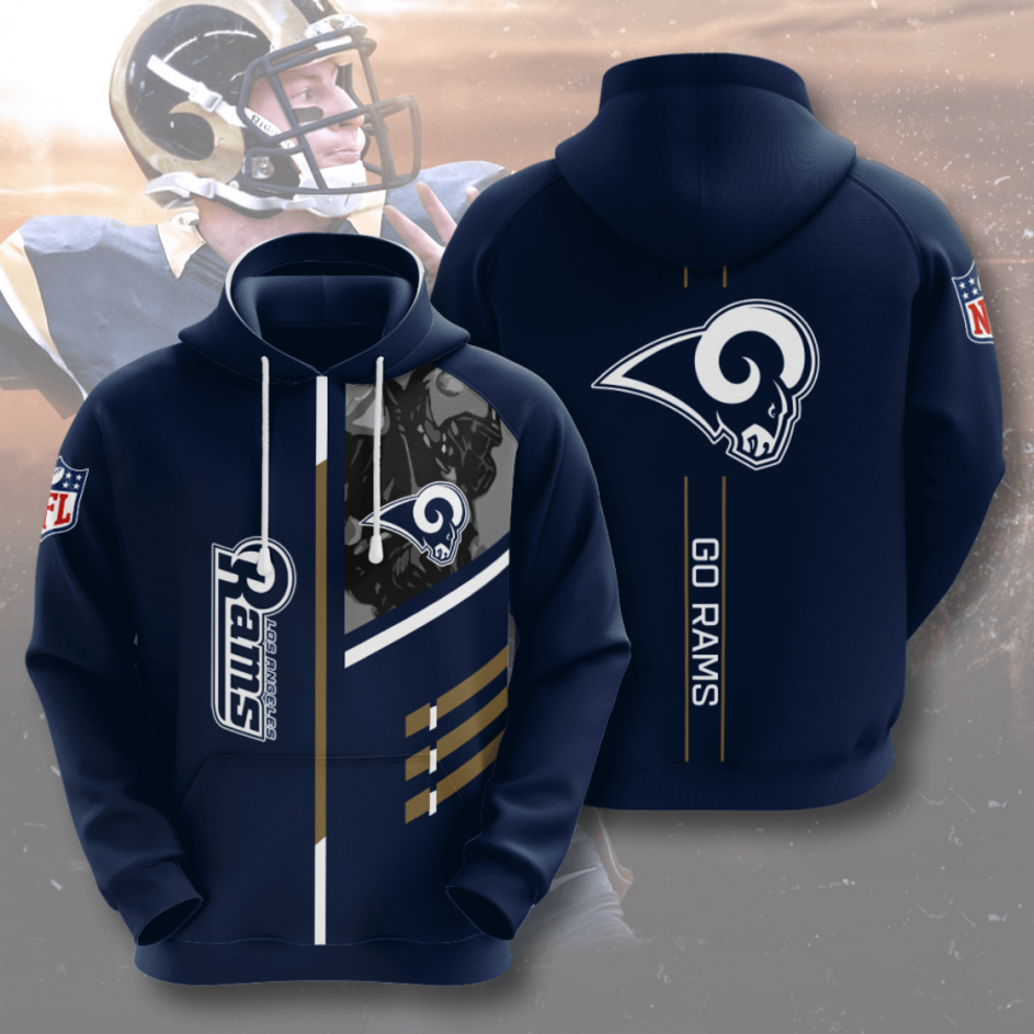 Los Angeles Rams Logo Football 3D Hoodie Nfl Team 3D Sweatshirt