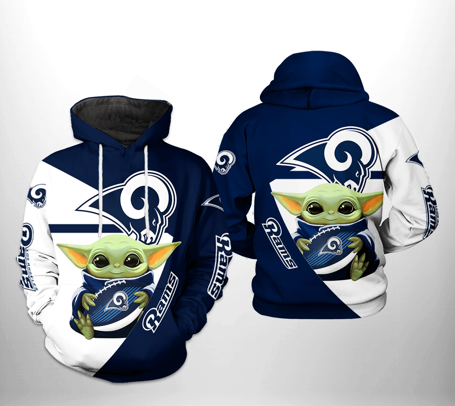 Baby Yoda Lovers Seattle Seahawks Blue Black 3D Hoodie All Over