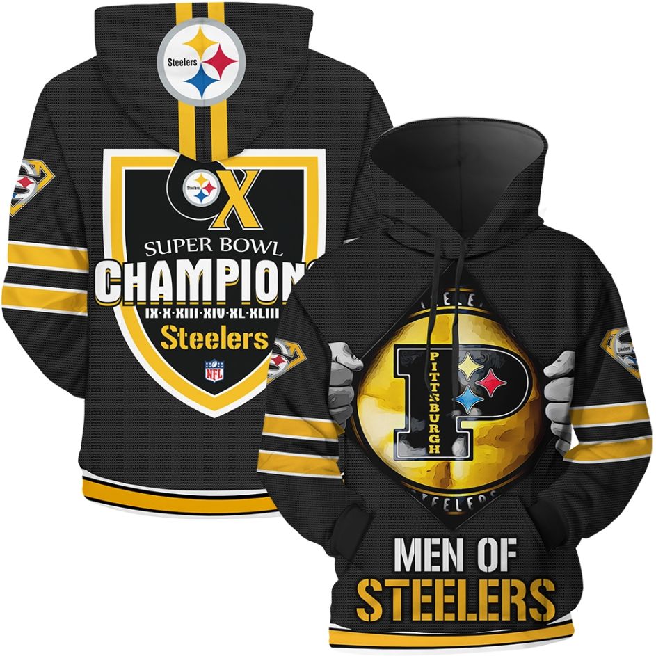 Men Of Steelers Pittsburgh Steelers Ribbing 3D Printed Hoodie/Zipper Hoodie  - Travels in Translation