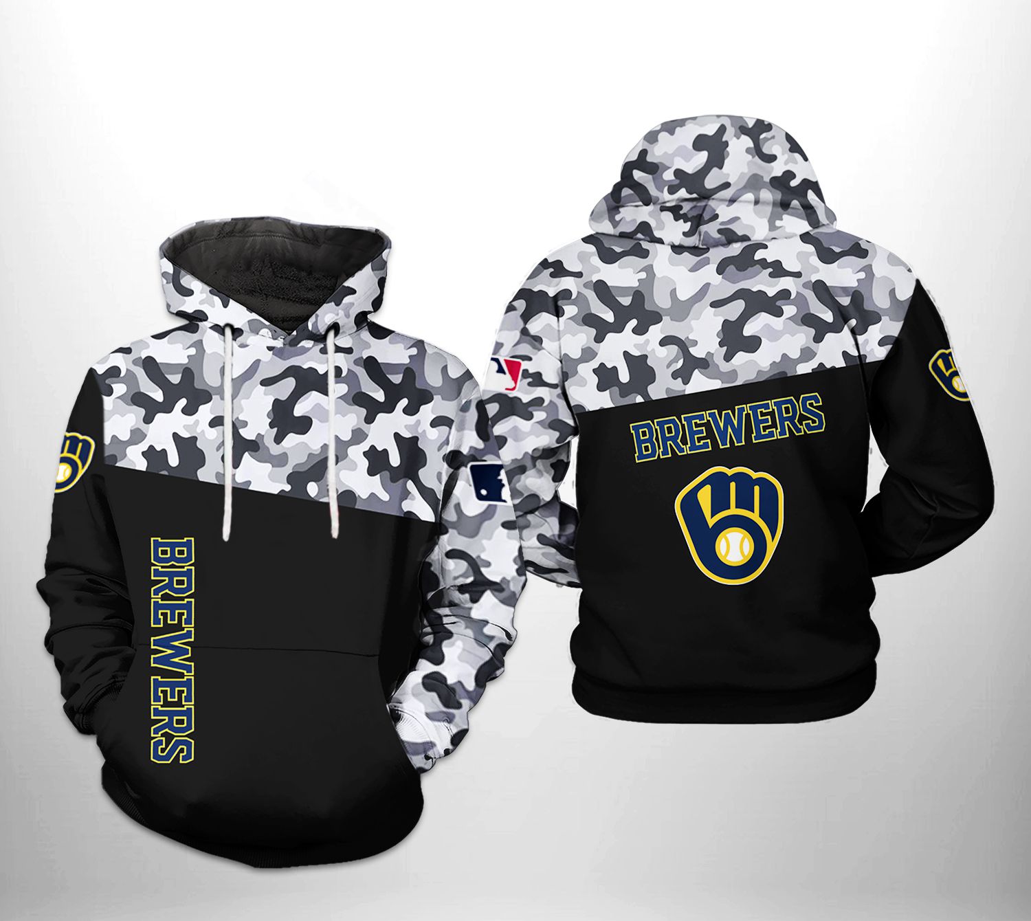 MLB Milwaukee Brewers 3D Hoodie Zipper All Over Print For