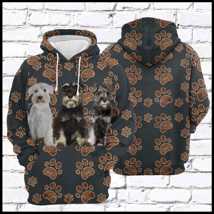 Miniature Schnauzer Floral Paw 3D Printed Hoodie/Zipper Hoodie