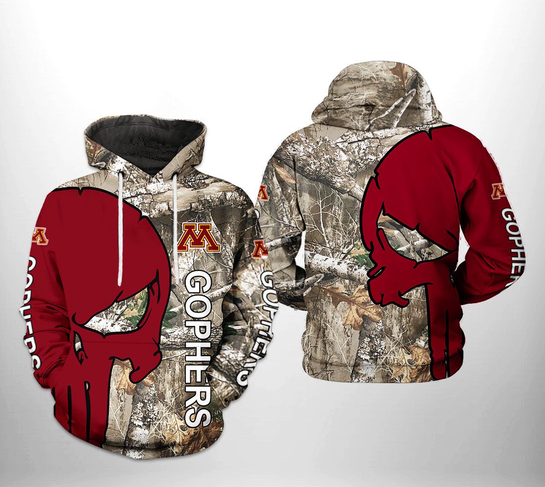 Minnesota Golden Gophers NCAA Camo Veteran Hunting 3D Printed Hoodie/Zipper Hoodie