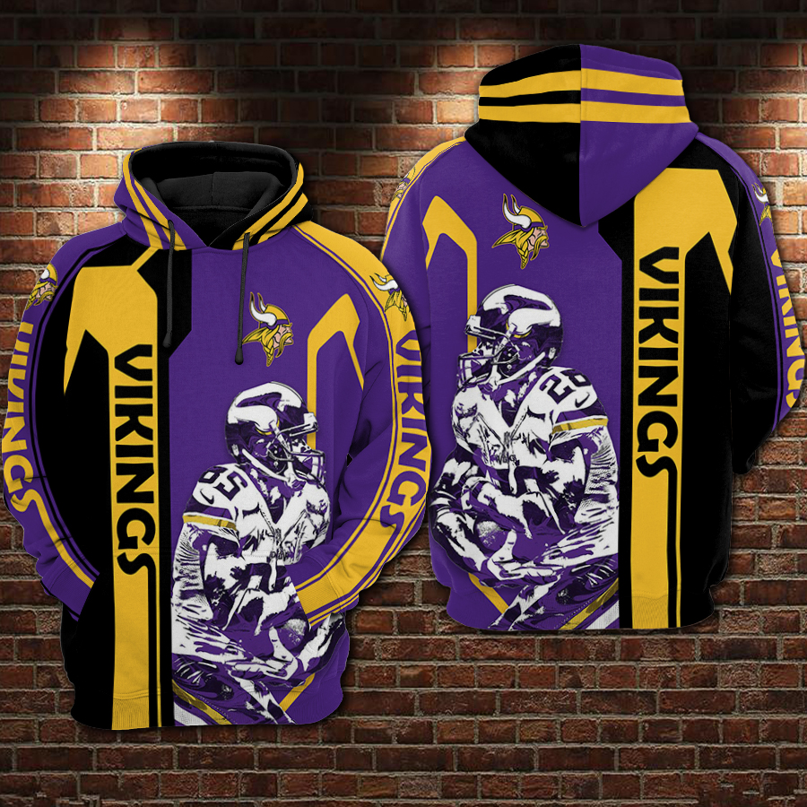 Minnesota vikings 3d hoodie new arrivals