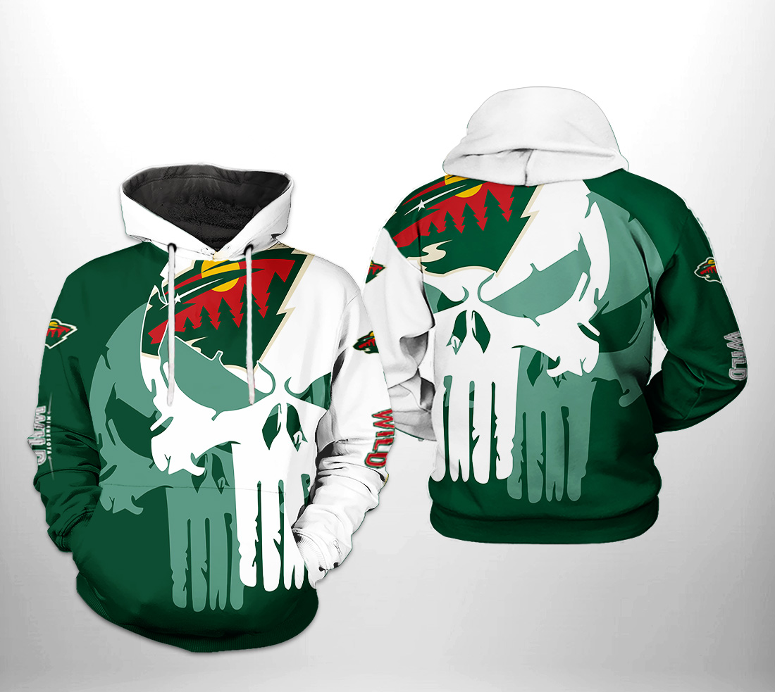 Minnesota Wild NHL Team Skull 3D Printed Hoodie/Zipper Hoodie