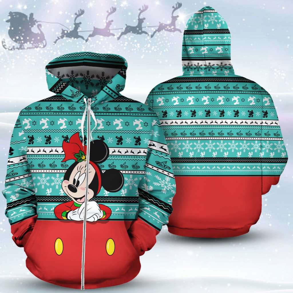 Minnie Cute Christmas Pattern 3D Printed Hoodie/Zipper Hoodie