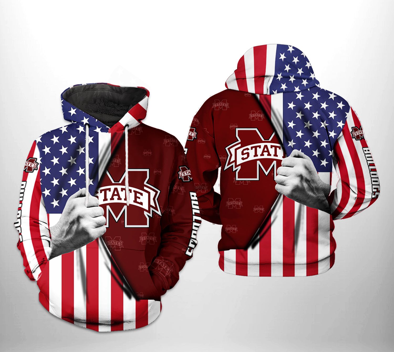 Mississippi State Bulldogs NCAA US Flag 3D Printed Hoodie/Zipper Hoodie