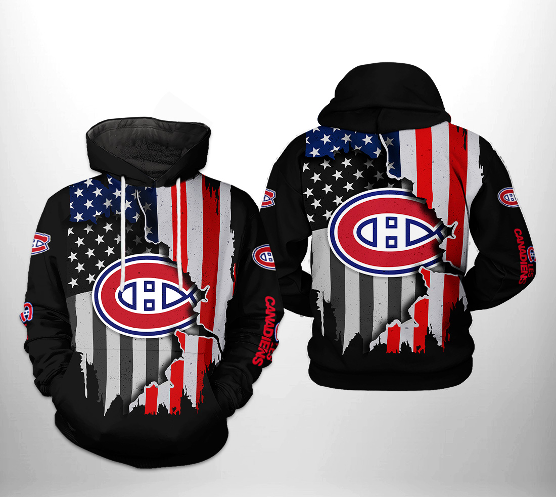 Montr?al Canadiens NHL US FLag Team 3D Printed Hoodie/Zipper Hoodie