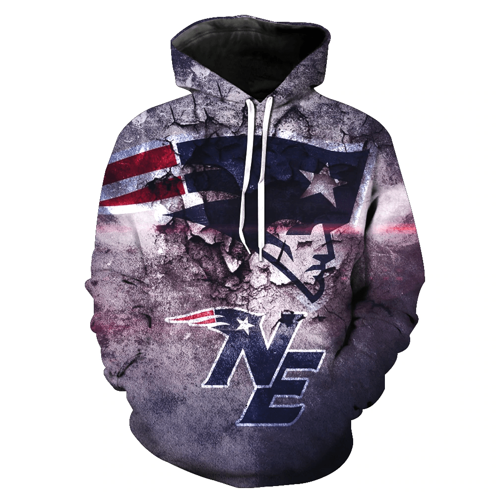 New England Patriots 3D Hoodie  New England Patriots Pullover Hoodie