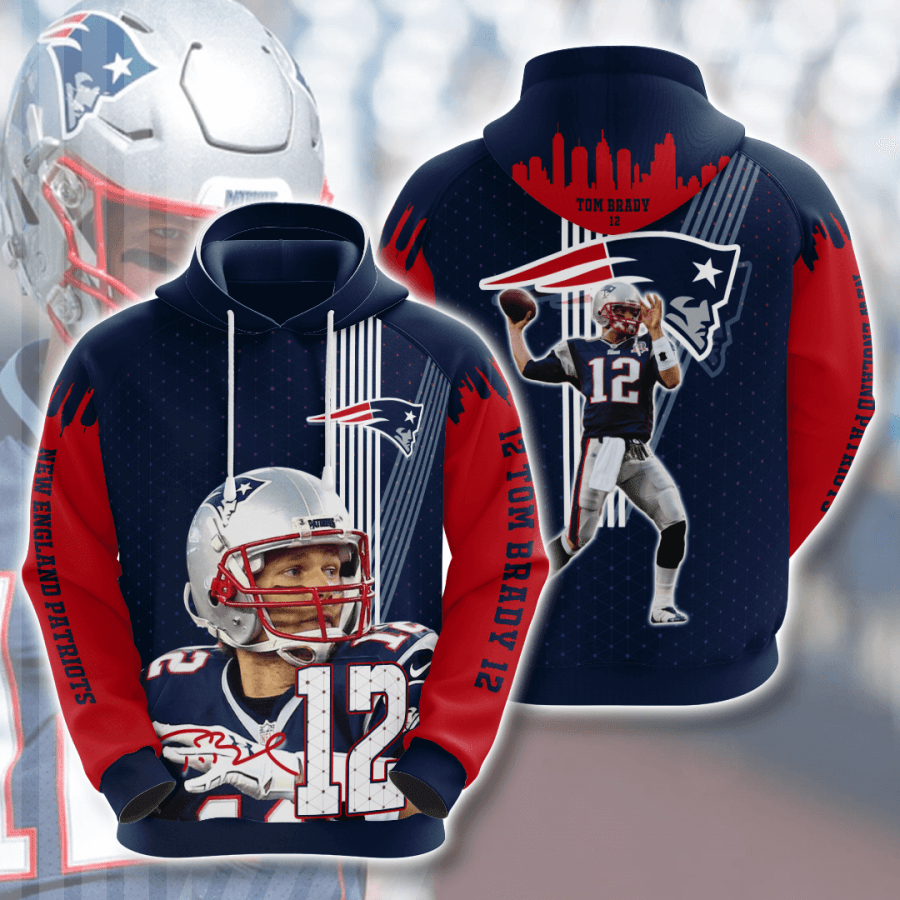 New England Patriots 3D Hoodie  New England Patriots Pullover Hoodie