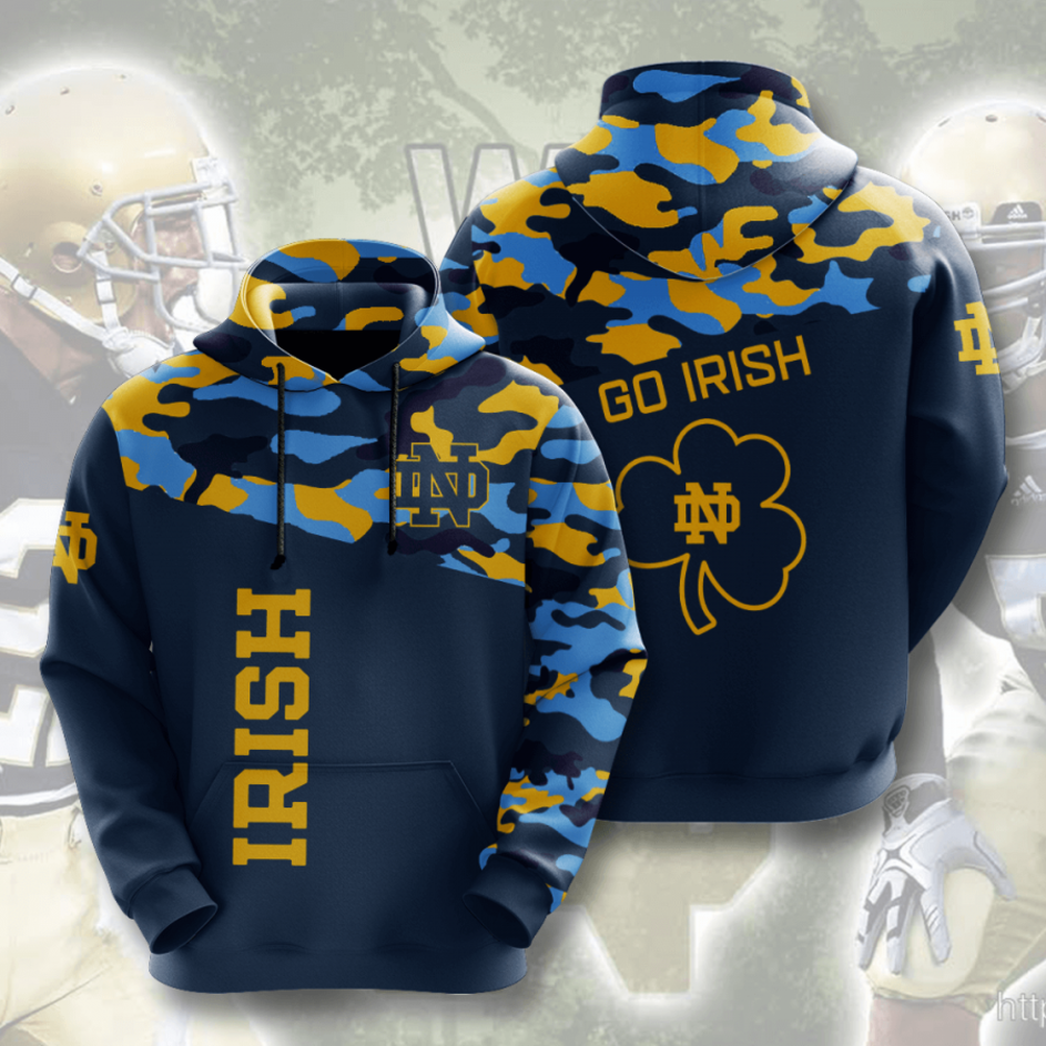 Notre Dame Fighting Irish American Football 3D Printed Hoodie/Zipper Hoodie  - Travels in Translation