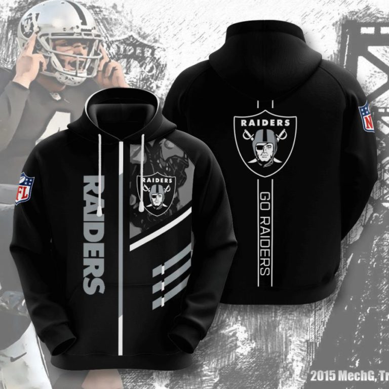 Oakland Raiders NFL Skull Grey Hoodie, Zip Hoodie 3D All Over Print For Fans