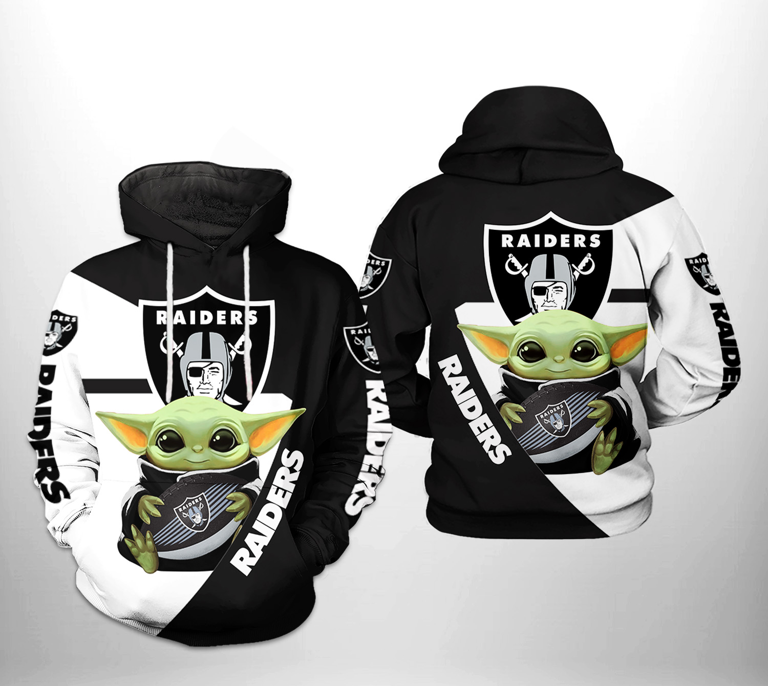 Oakland Raiders NFL yoda baby yoda star wars 3d hoodie 