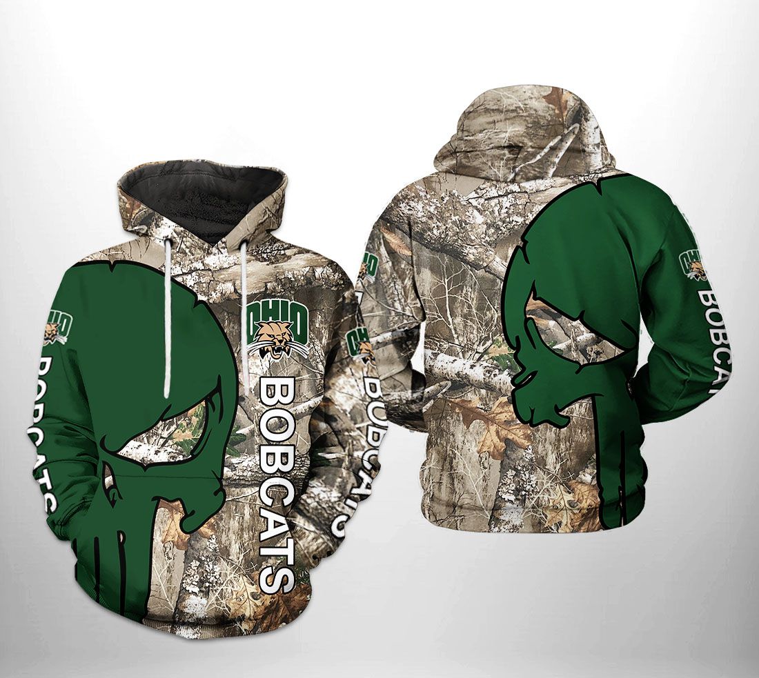 Ohio Bobcats NCAA Camo Veteran Hunting 3D Printed Hoodie/Zipper Hoodie