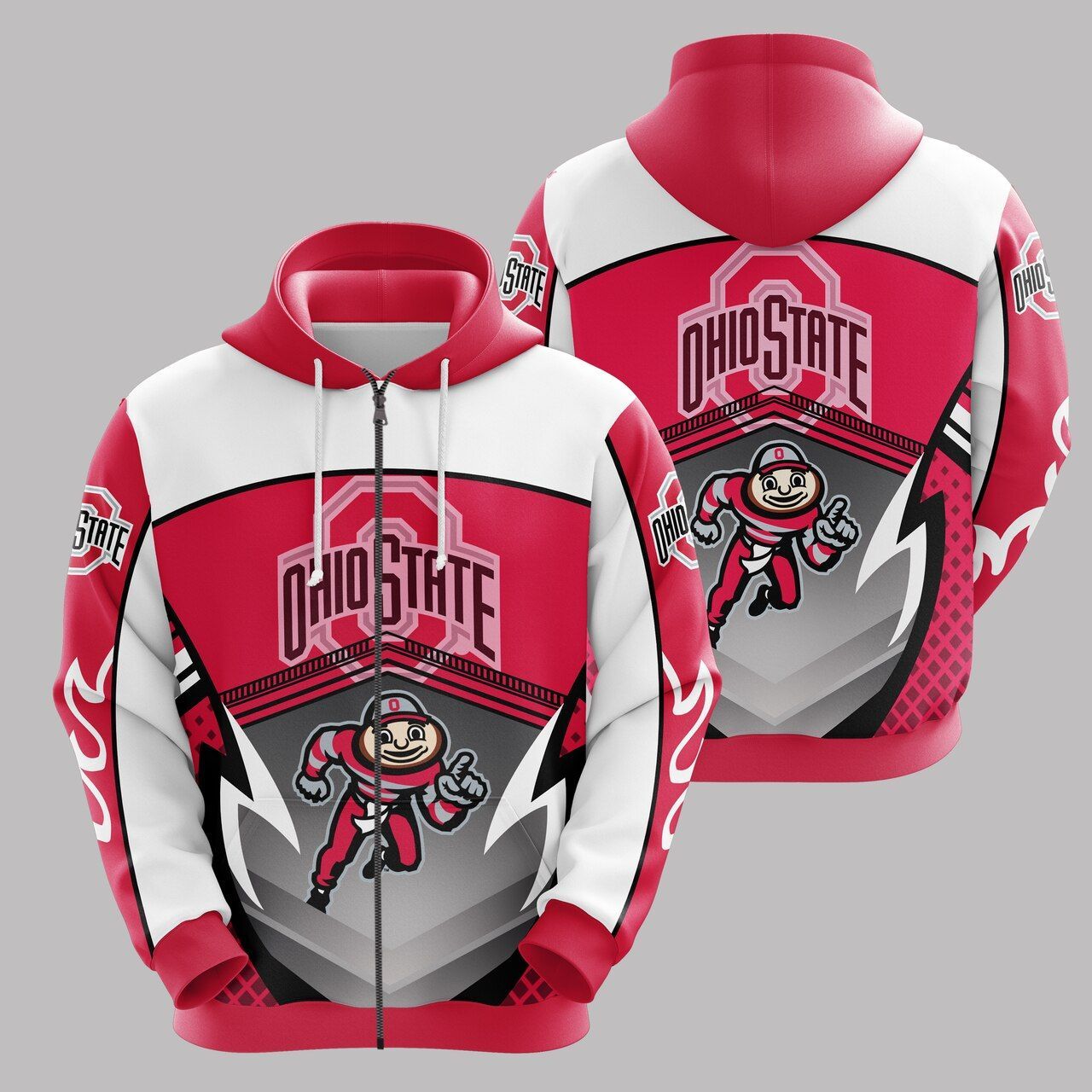 Ohio State Buckeyes 3D Printed Hoodie Zipper Hoodie Travels in