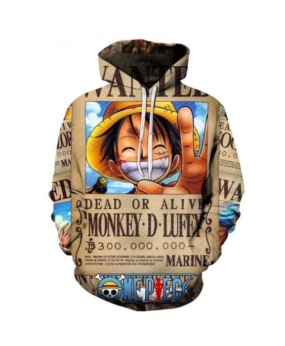 One Piece 3D Printed Hoodie/Zipper Hoodie