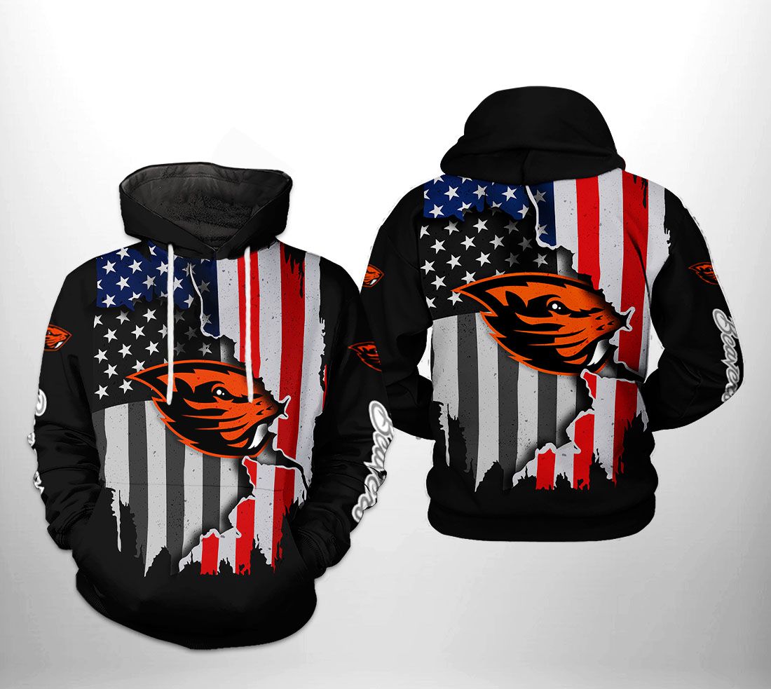 Oregon State Beavers NCAA US Flag 3D Printed Hoodie/Zipper Hoodie