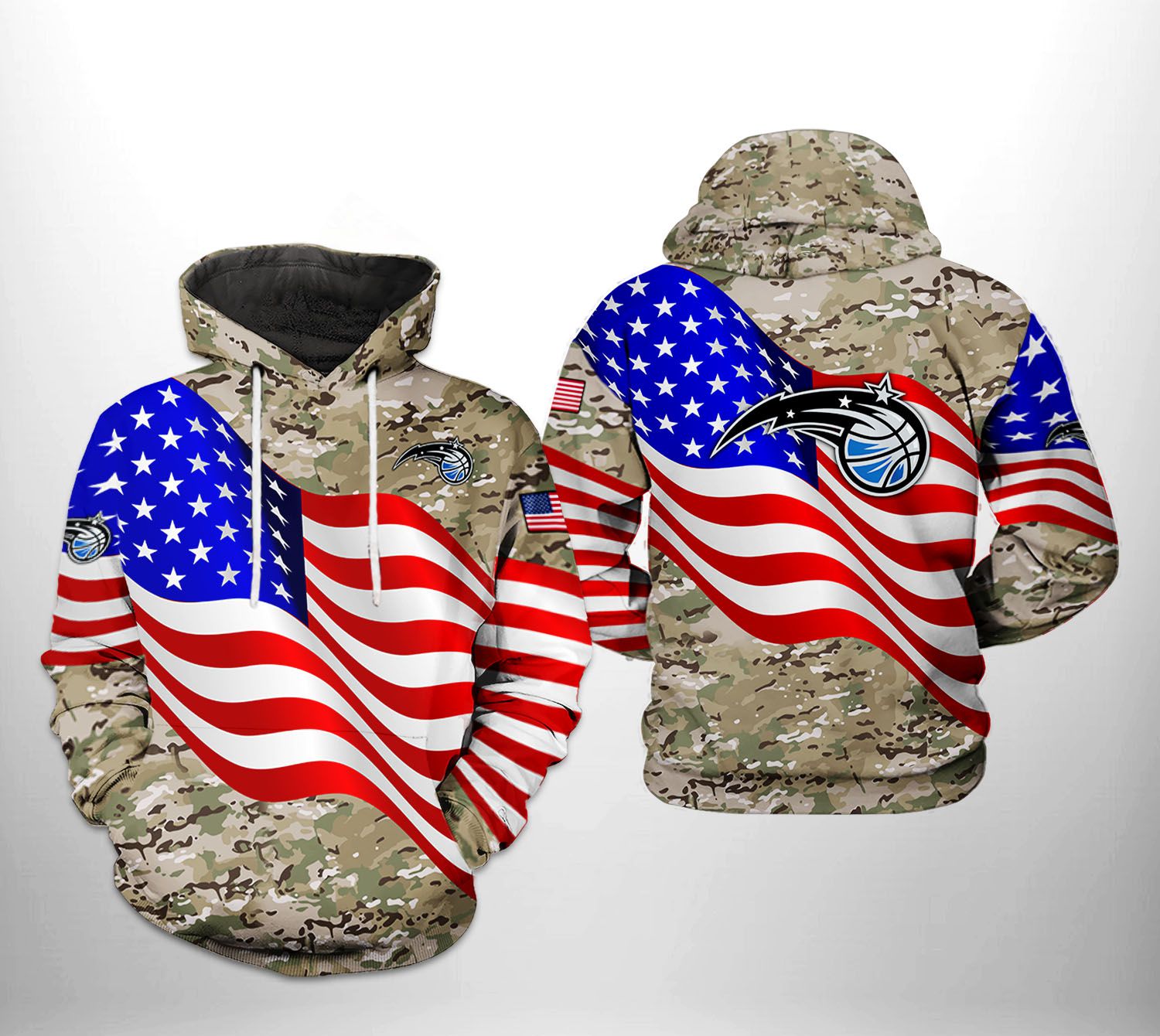 Orlando Magic NBA US Flag Camo Veteran Team 3D Printed Hoodie/Zipper Hoodie