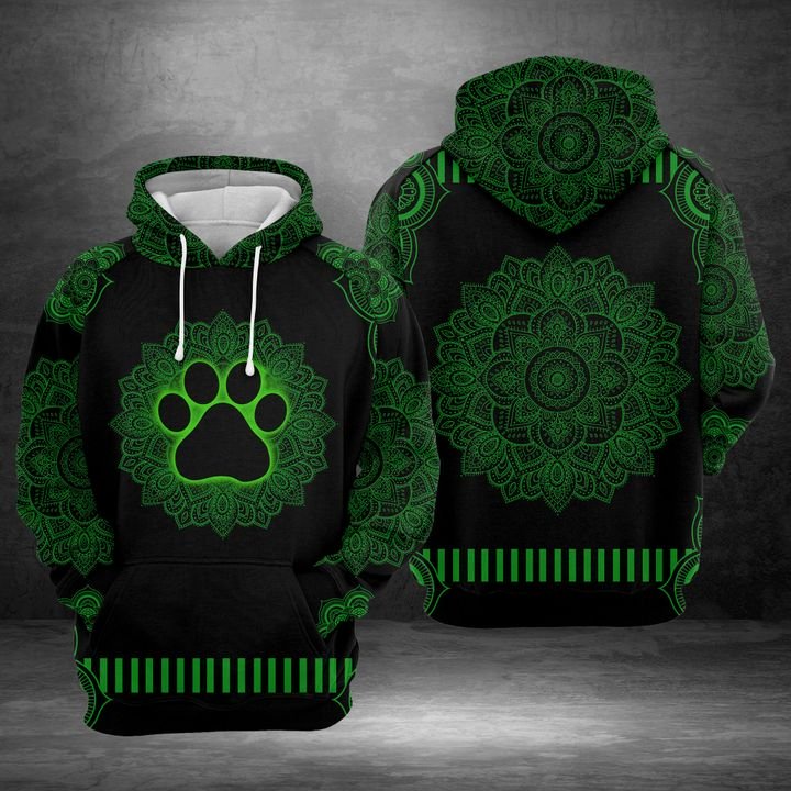 Paw Green Mandala 3D Printed Hoodie/Zipper Hoodie