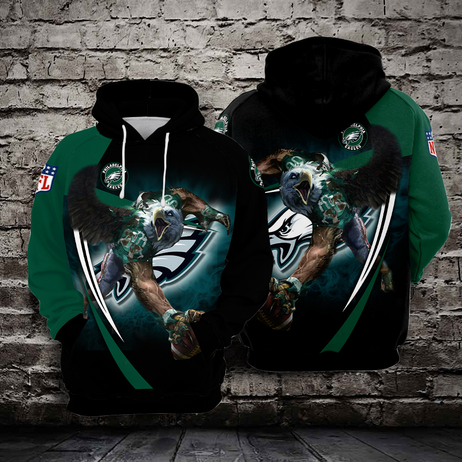 Philadelphia Eagles Camouflage Veteran 3D Hoodie All Over Printed