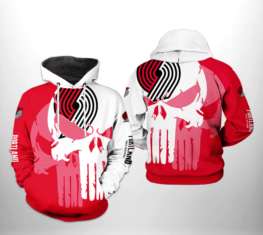 Portland Trailblazers NBA Team Skull 3D Printed Hoodie/Zipper Hoodie