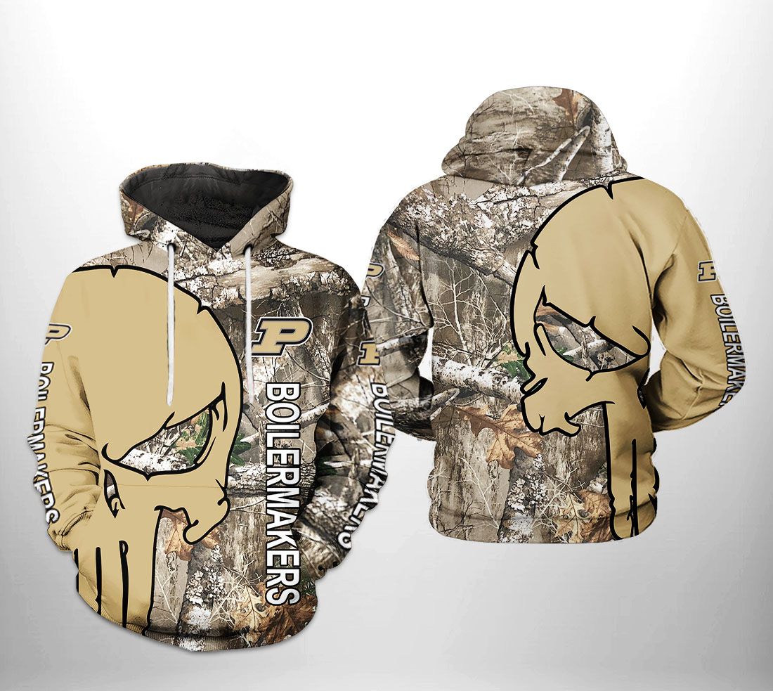 Purdue Boilermakers NCAA Camo Veteran Hunting 3D Printed Hoodie/Zipper Hoodie