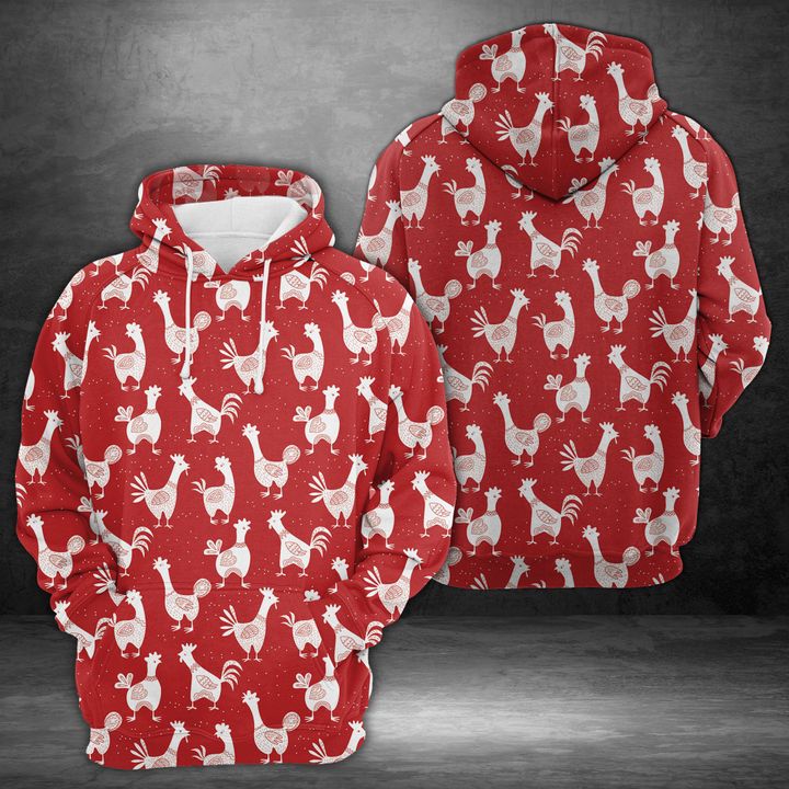 Roosters On The Red 3D Printed Hoodie/Zipper Hoodie