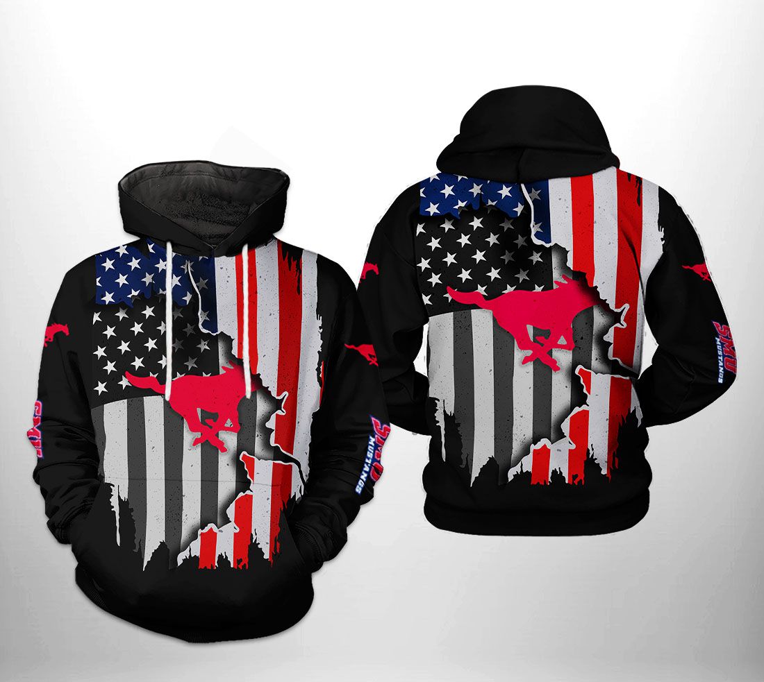 SMU Mustangs NCAA US Flag 3D Printed Hoodie/Zipper Hoodie