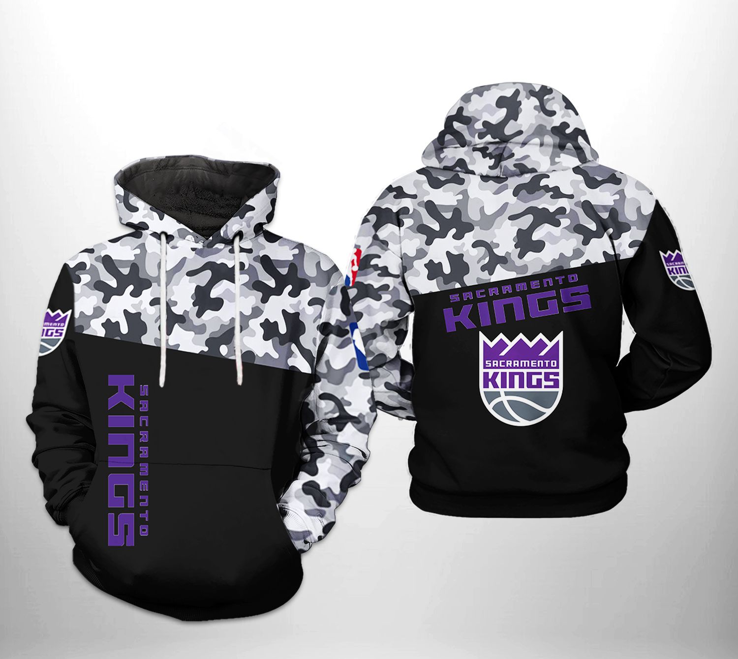 Sacramento Kings NBA Camo Veteran Team 3D Printed Hoodie/Zipper Hoodie