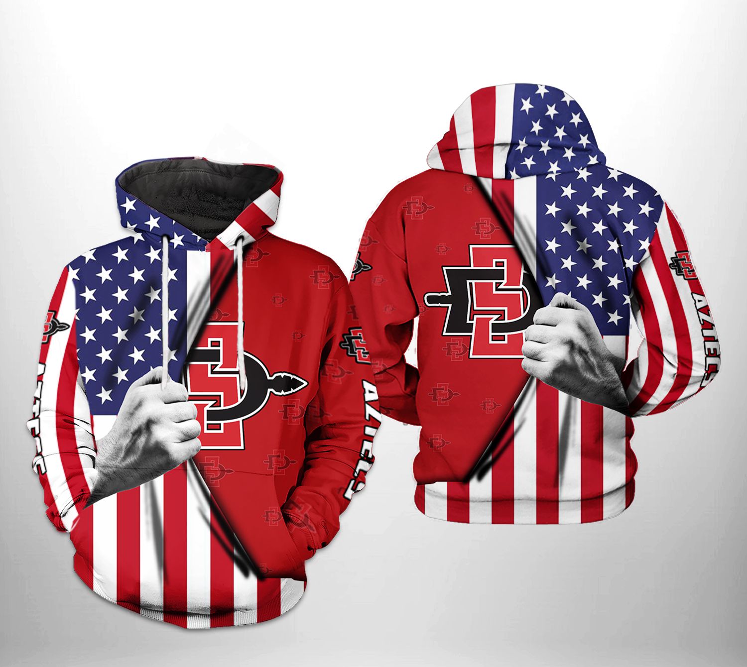 San Diego State Aztecs NCAA US Flag 3D Printed Hoodie/Zipper Hoodie