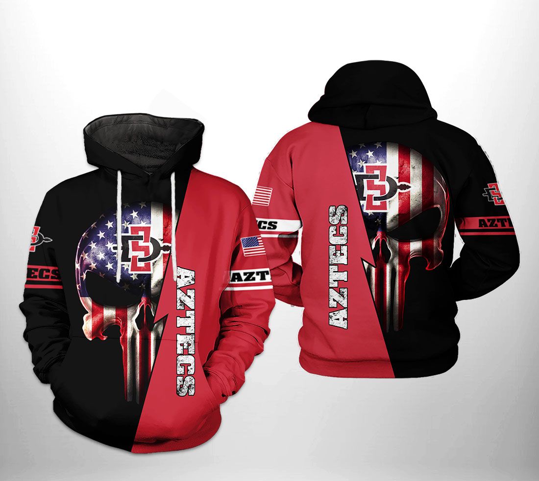 San Diego State Aztecs NCAA US Flag Skull 3D Printed Hoodie/Zipper Hoodie