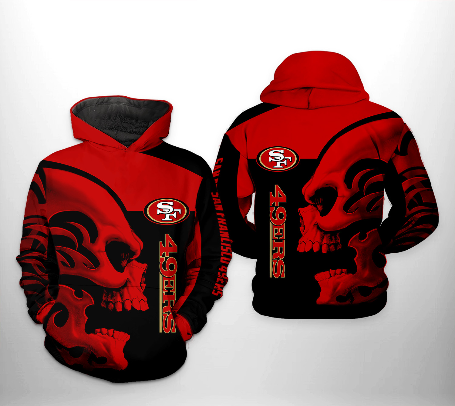 San Francisco 49ers NFL Skull 3D Printed Hoodie/Zipper Hoodie - Travels in  Translation