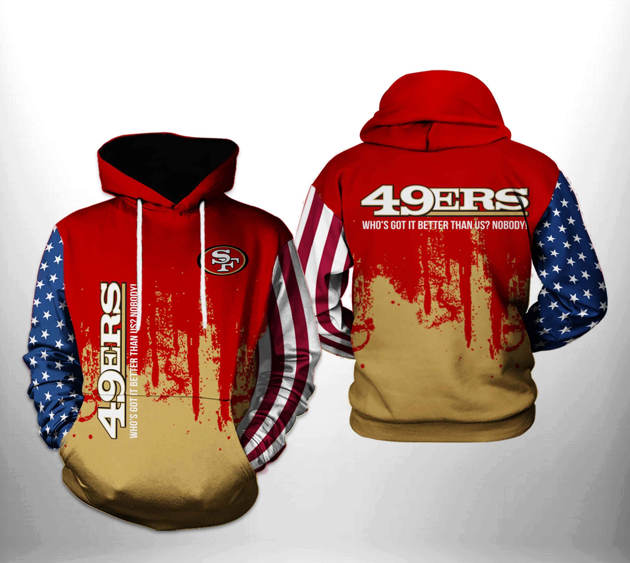 N.F.L.San Francisco 49ers Zippered Hoodie 3d Team Punisher Skull –