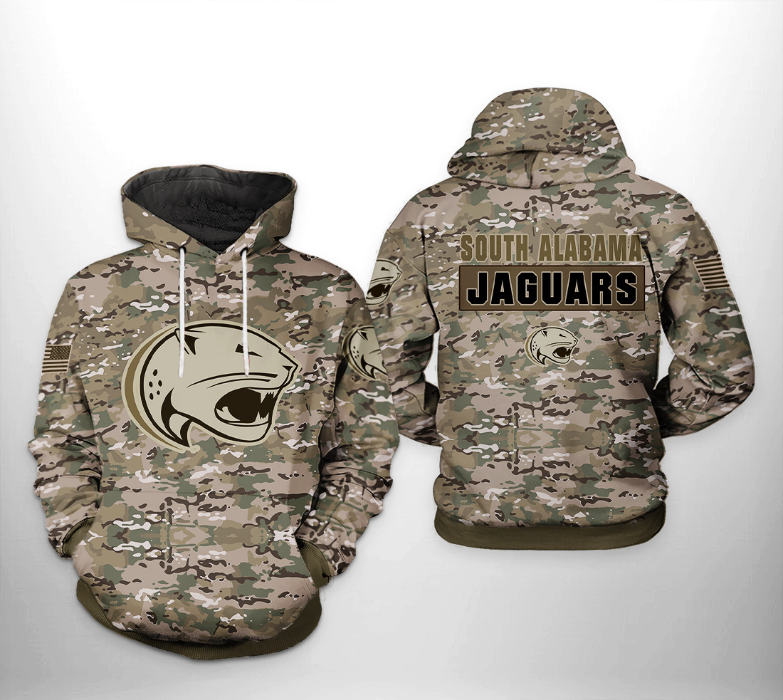 South Alabama Jaguars NCAA Camo Veteran 3D Printed Hoodie/Zipper Hoodie