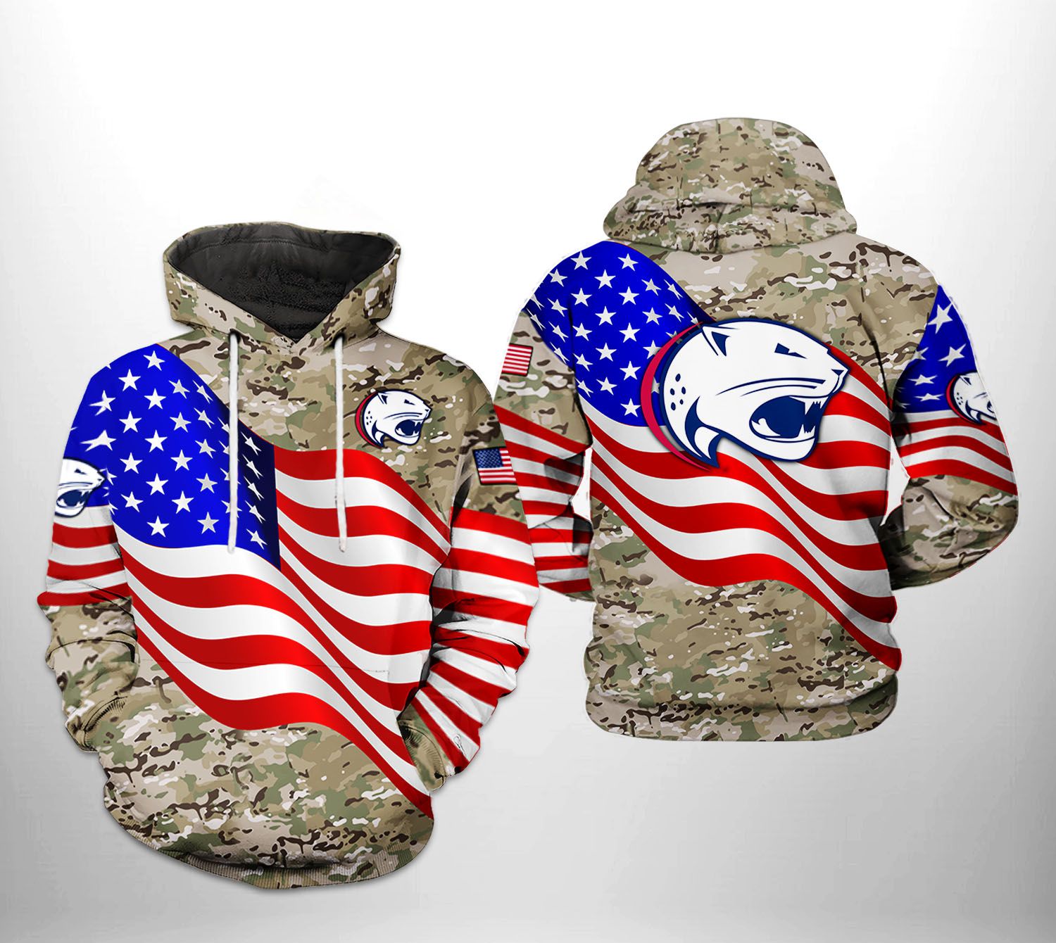 South Alabama Jaguars NCAA US Flag Camo Veteran 3D Printed Hoodie/Zipper Hoodie