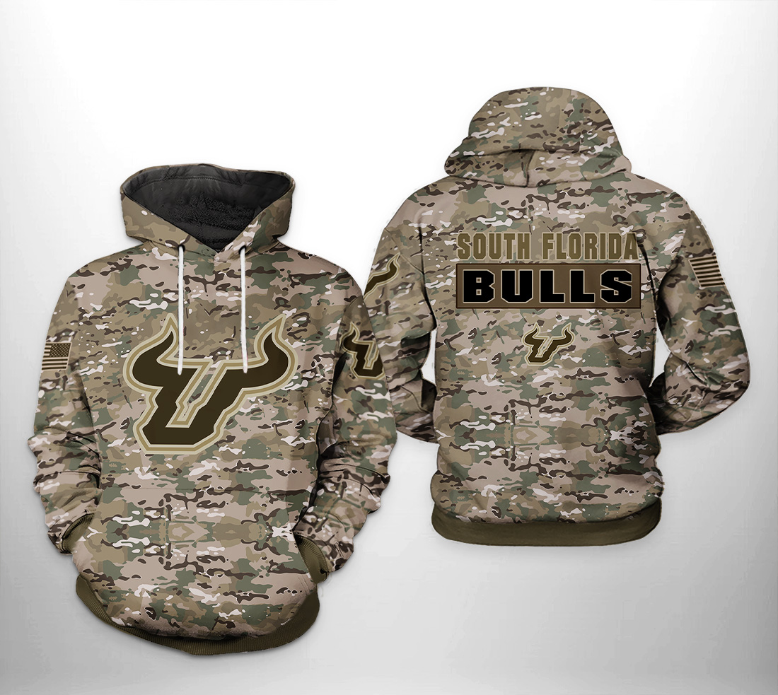 South Florida Bulls NCAA Camo Veteran 3D Printed Hoodie/Zipper Hoodie