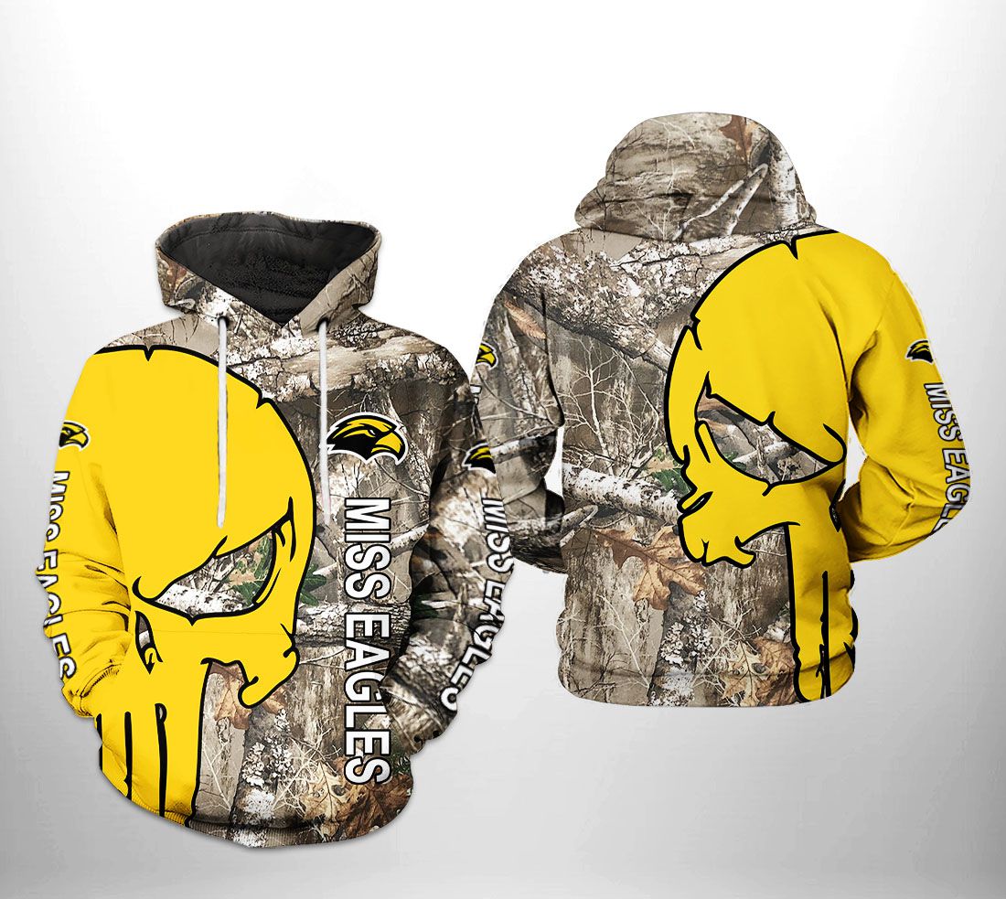 Southern Miss Golden Eagles NCAA Camo Veteran Hunting 3D Printed Hoodie/Zipper Hoodie