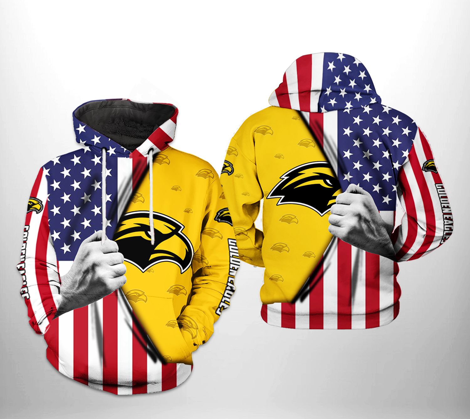 Southern Miss Golden Eagles NCAA US Flag 3D Printed Hoodie/Zipper Hoodie