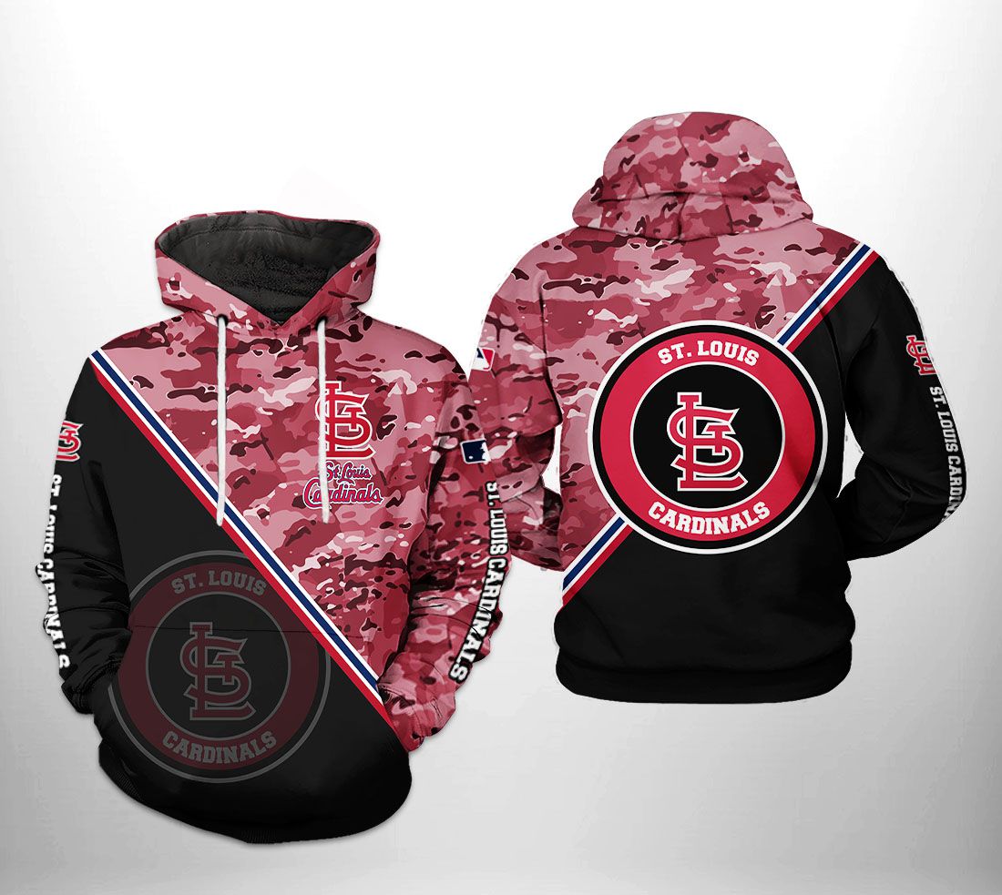 MLB St. Louis Cardinals Camouflage Red 3D Hoodie Zip Hoodie For