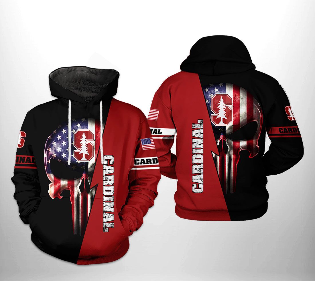 Stanford Cardinals NCAA US Flag Skull 3D Printed Hoodie/Zipper Hoodie