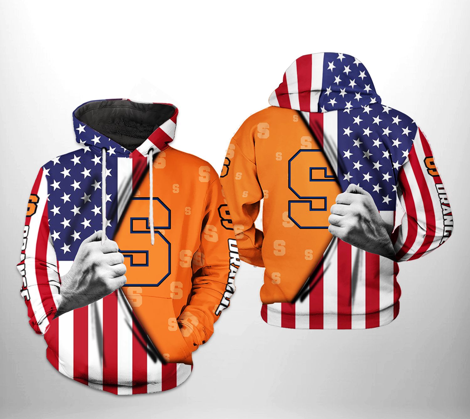 Syracuse Orange NCAA US Flag 3D Printed Hoodie/Zipper Hoodie