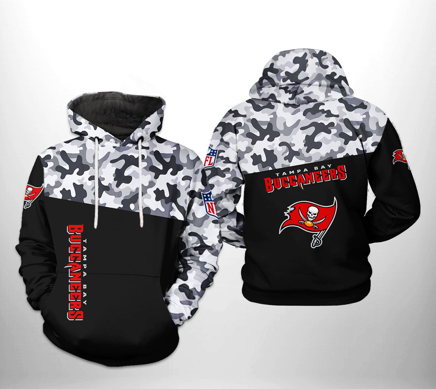 Tampa Bay Buccaneers NFL Camo Veteran Team 3D Printed Hoodie/Zipper Hoodie  - Travels in Translation