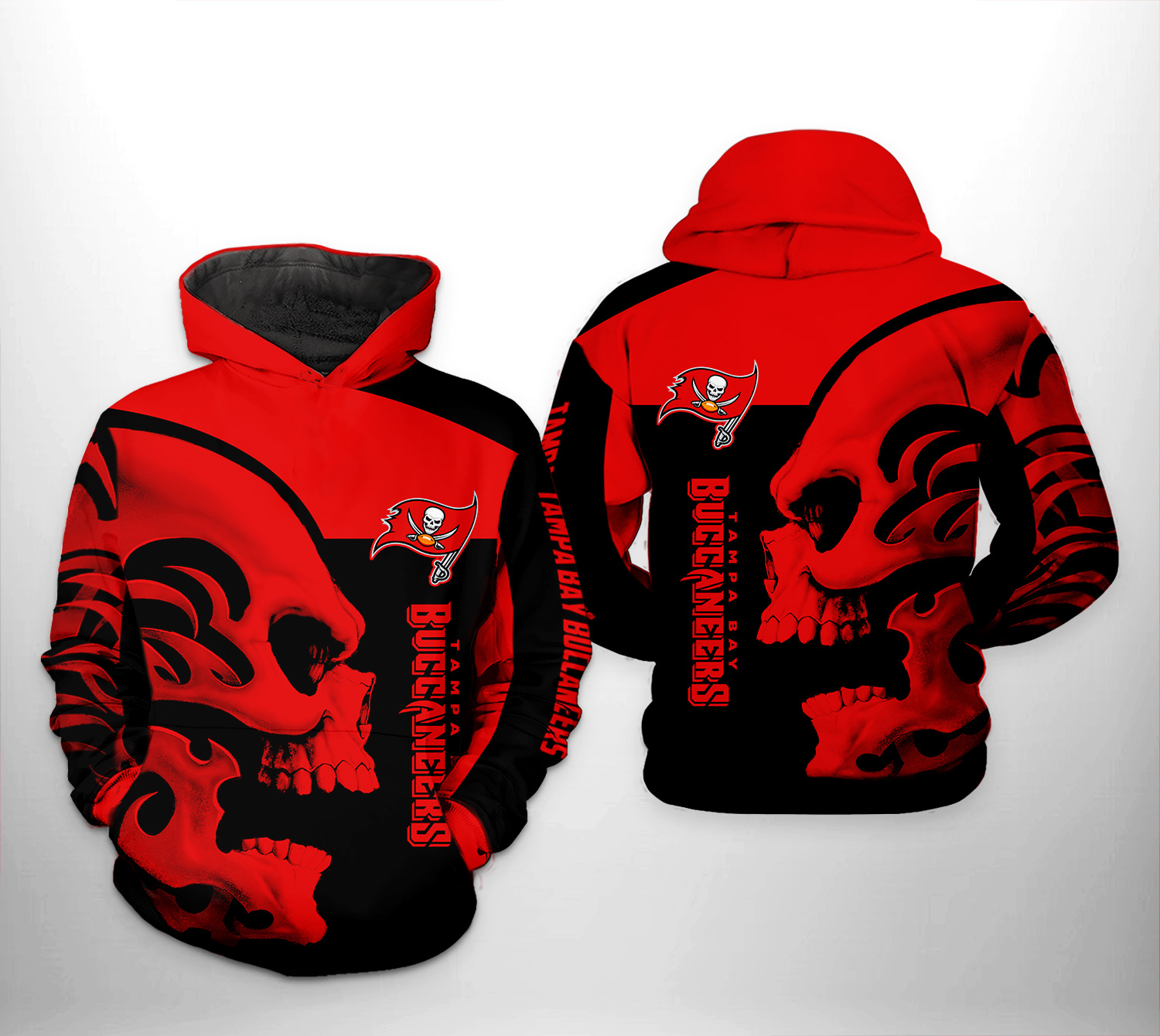 Tampa Bay Buccaneers NFL Skull 3D Printed Hoodie/Zipper Hoodie