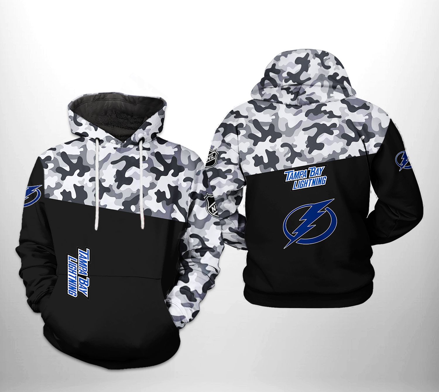 Tampa Bay Lightning NHL Camo Veteran 3D Printed Hoodie/Zipper