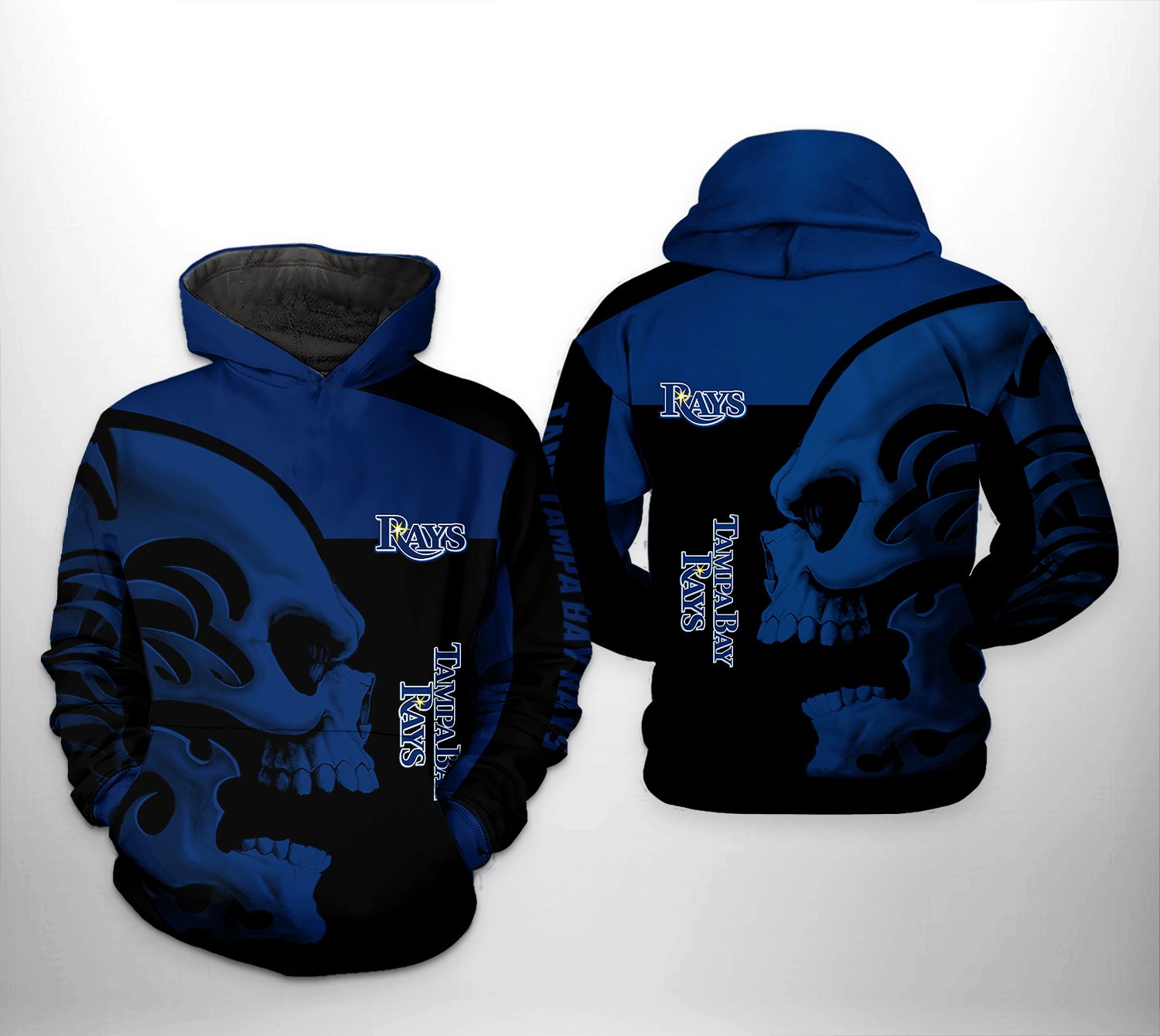 Tampa Bay Rays MLB Skull 3D Printed Hoodie/Zipper Hoodie