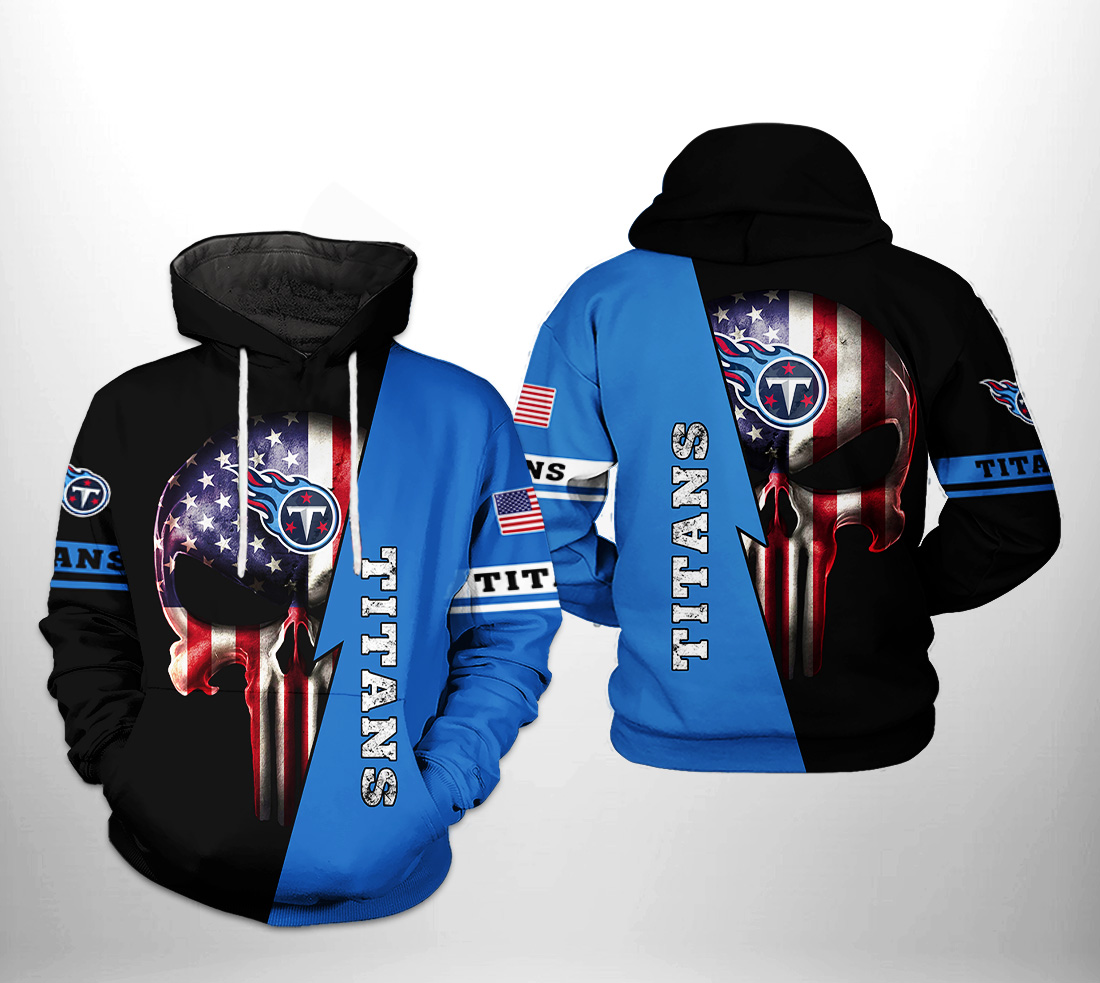 Tennessee Titans NFL US Flag Skull Team 3D Printed Hoodie/Zipper Hoodie