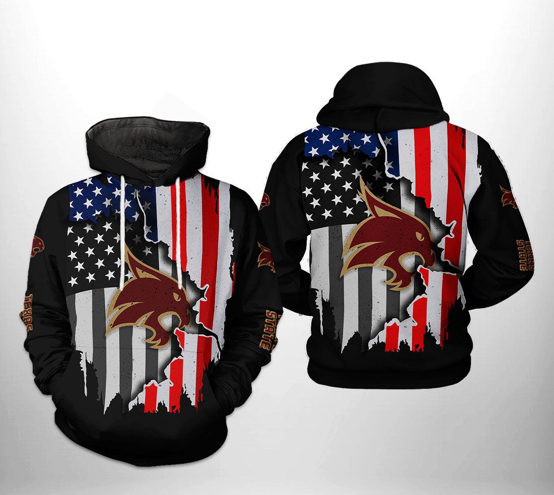 Texas State Bobcats NCAA US Flag 3D Printed Hoodie/Zipper Hoodie