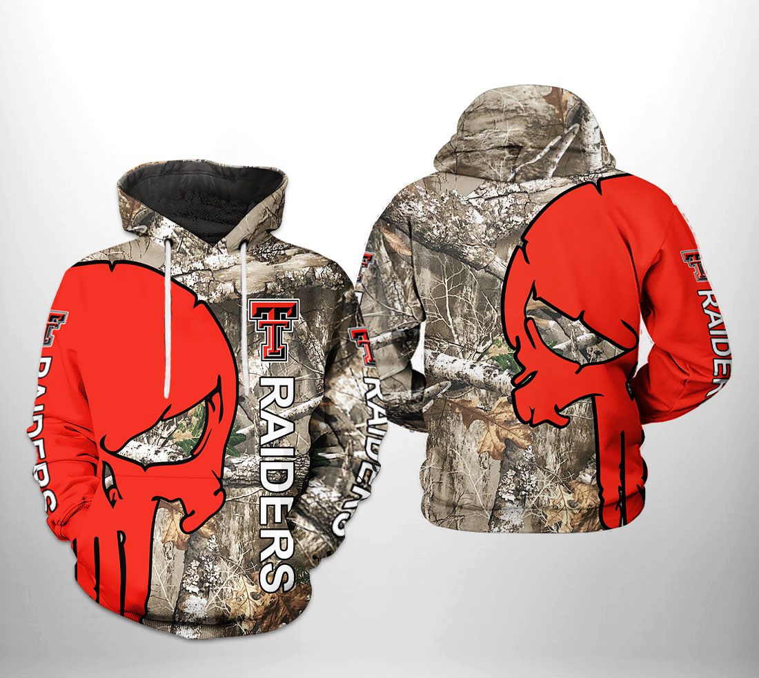 Texas Tech Red Raiders NCAA Camo Veteran Hunting 3D Printed Hoodie/Zipper Hoodie