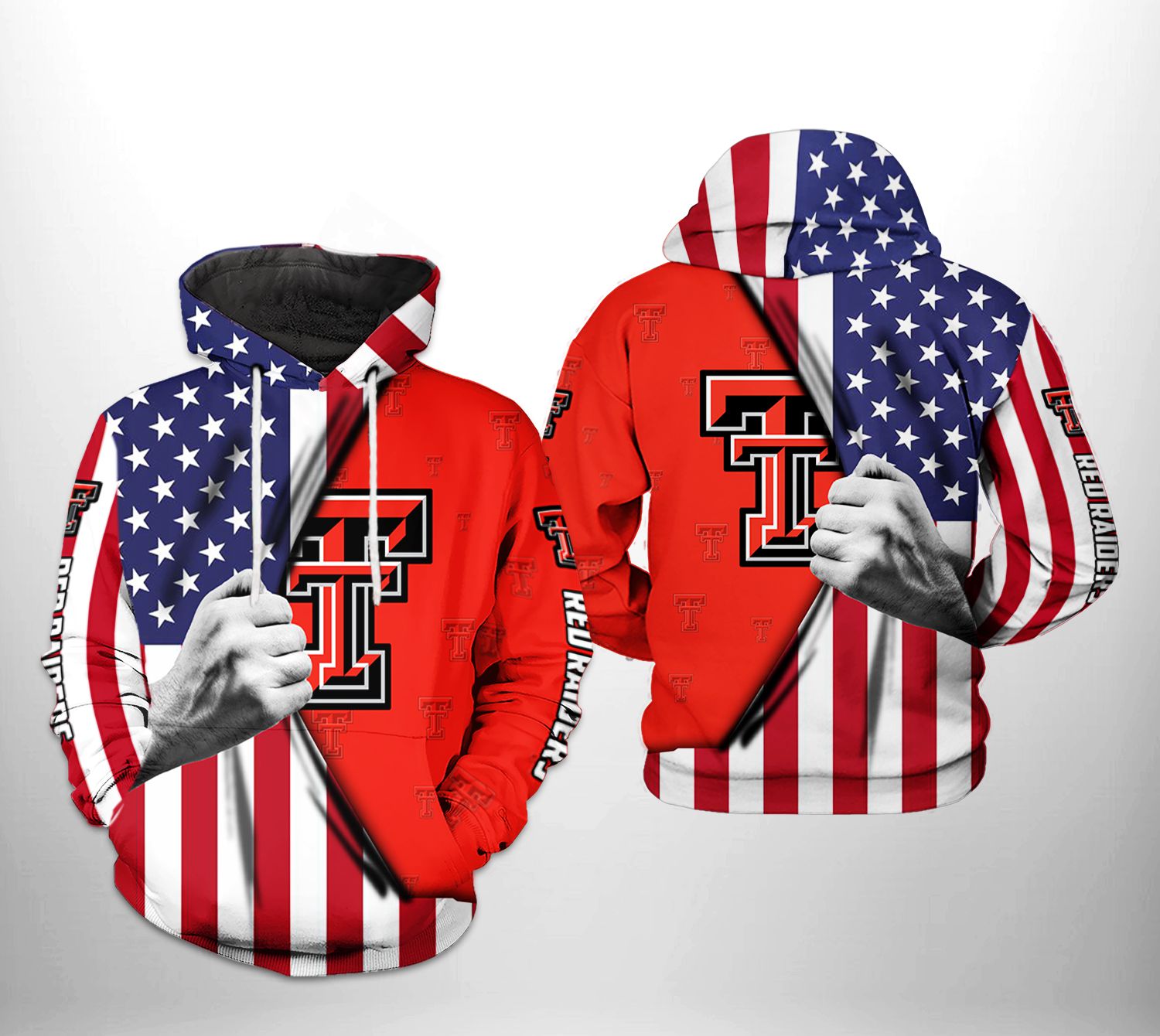 Texas Tech Red Raiders NCAA US Flag 3D Printed Hoodie/Zipper Hoodie