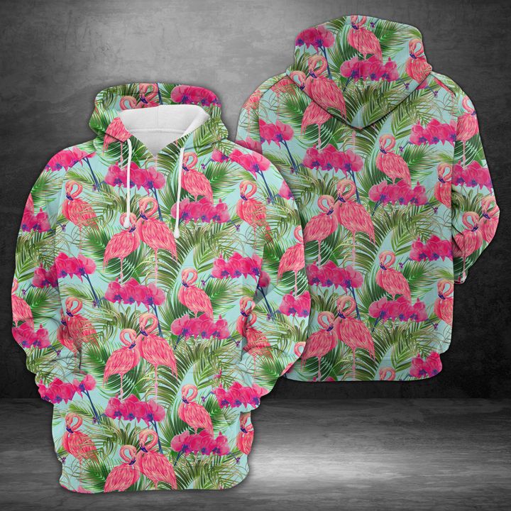 Tropical Pink Flamingos 3D Printed Hoodie/Zipper Hoodie