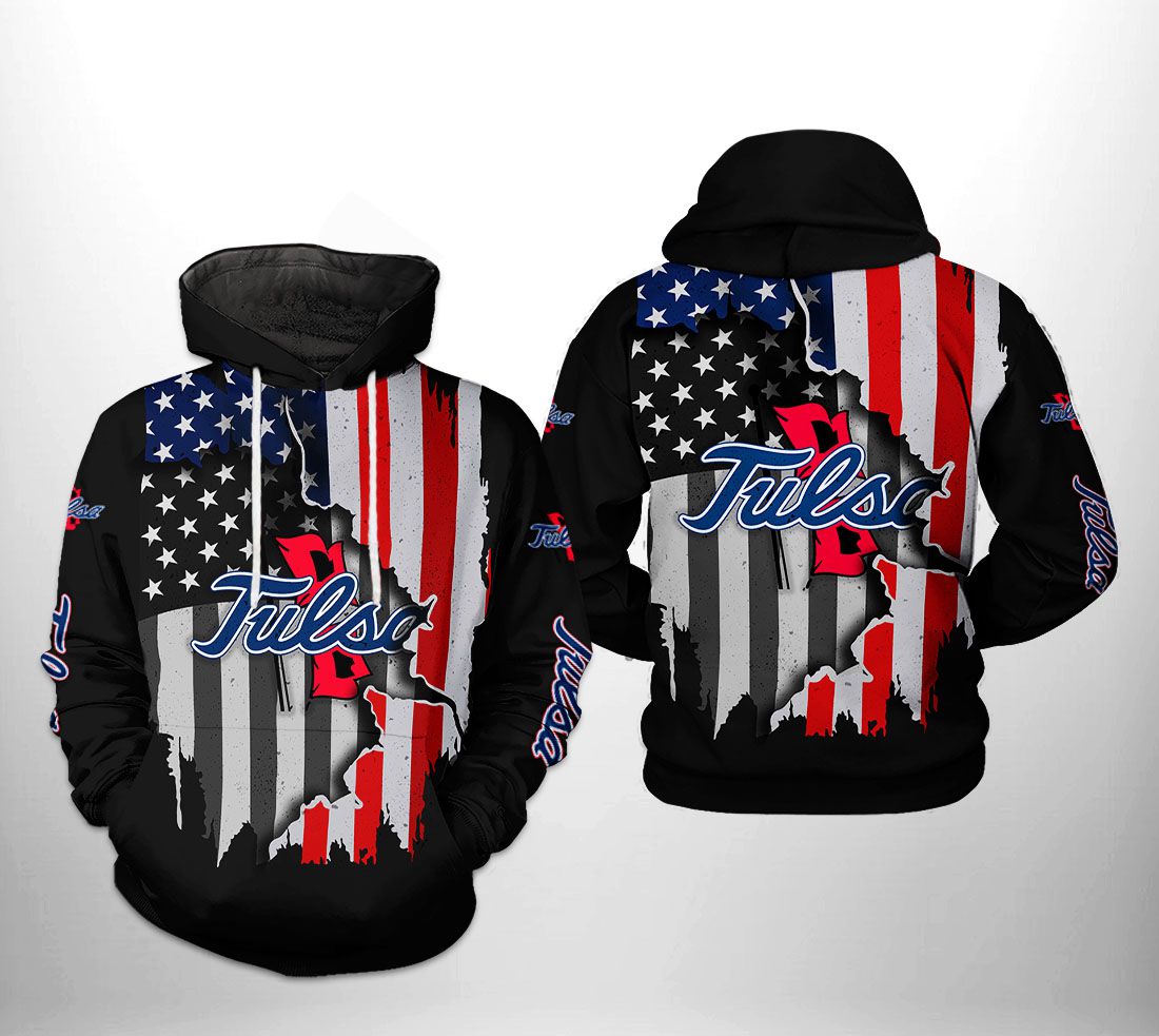 Tulsa Golden Hurricane NCAA US Flag 3D Printed Hoodie/Zipper Hoodie